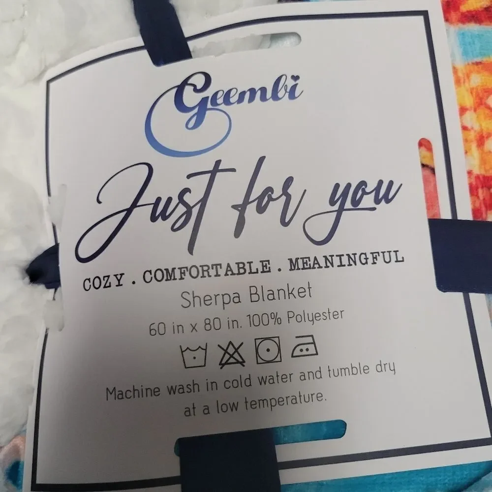 Cozy Geembi Just For You Comfortable Soft Sherpa Fleece Blanket 60inx80in NWT